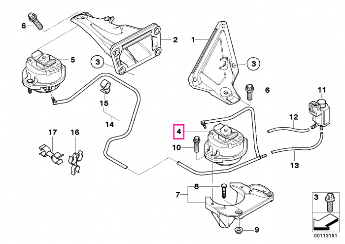 Tampon motor, stanga - BMW Seria 7 E65