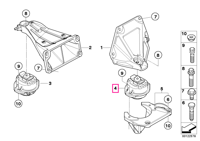 Tampon motor, stanga - BMW Seria 7 E65 E66