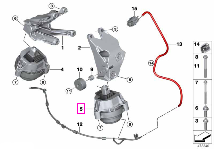 Tampon motor, stanga - BMW Seria 5 G30, Seria 7 G12, X5 G05