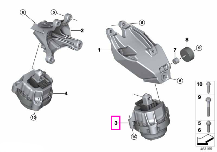 Tampon motor, stanga - BMW X5 G05