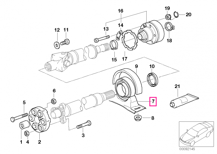 Lagar / Suport ax cardanic - BMW Seria 3 E46, Seria 5 E39, Z4 E85 E86