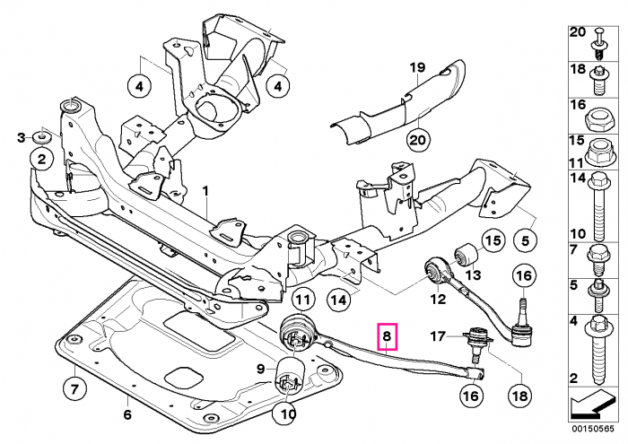 Brat superior suspensie roata, punte fata, stanga - BMW X3 E83