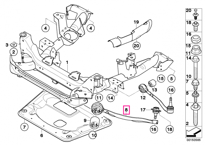  Brat superior suspensie roata, punte fata, dreapta - BMW X3 E83	