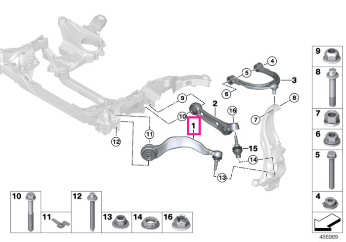 Brat inferior suspensie, cu bucsa cauciuc, punte fata, stanga - BMW Seria 8 G14 G15 G16