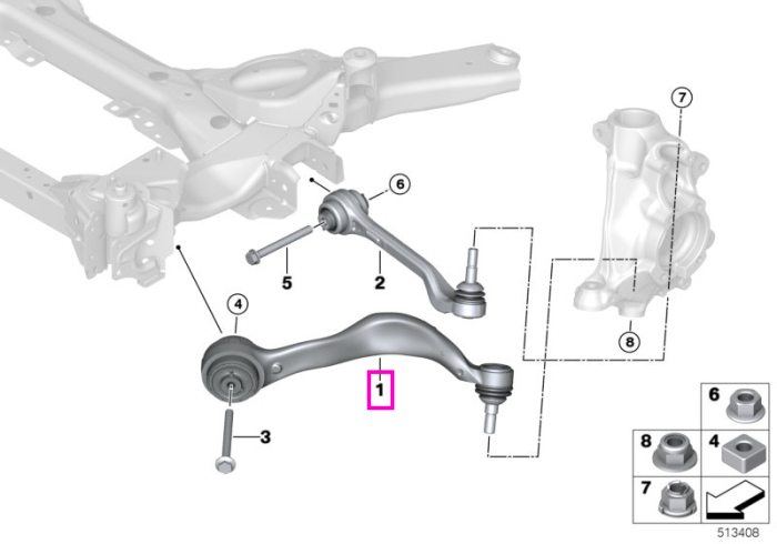 Brat suspensie roata, cu montaj hidraulic, punte fata, stanga - BMW Seria 4 G26 Gran Coupe