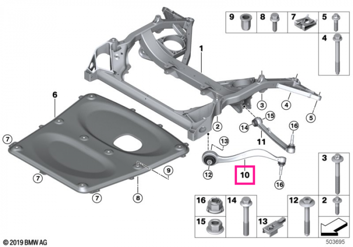  Brat suspensie roata cu bucsa cauciuc, punte fata, stanga - BMW Seria 2 F87 M2, Seria 3 F80 M3, Seria 4 F82 F83 M4	