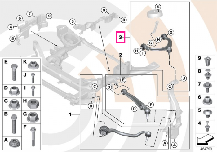  Set reparatie brat superior suspensie cu bucsa cauciuc, punte fata, dreapta, Kit Value-Line - BMW X5 E70, X6 E71 E72	