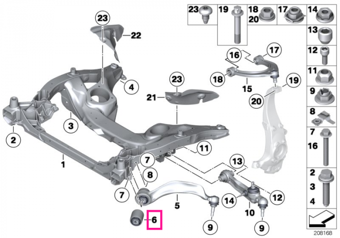 Suport trapez / Bucsa brat suspensie, punte fata - BMW Seria 5 F07, Seria 7 F01 F02 