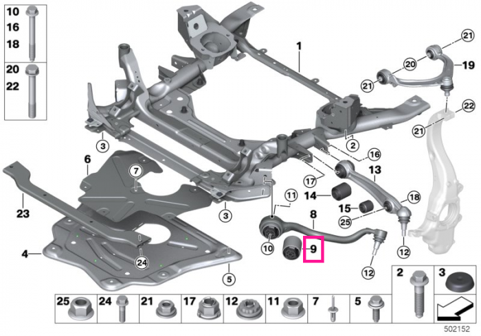 Suport trapez / Bucsa brat punte fata - BMW X5 F15, X6 F16