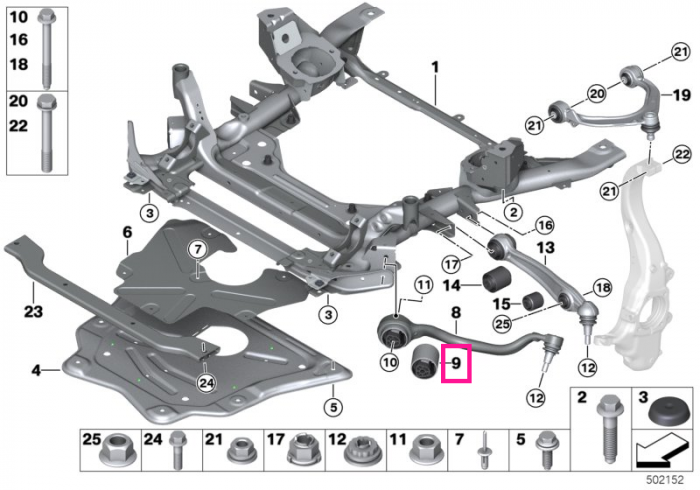  Suport trapez / Bucsa brat suspensie punte fata - BMW X5 F15, X6 F16	