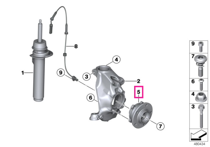 Butuc roată cu rulment, punte față, M12x1,25 - BMW Seria 1 F20 F21, Seria 2 F22 F23, Seria 3 F30 F31 F34 F35, Seria 4 F32 F33 F36