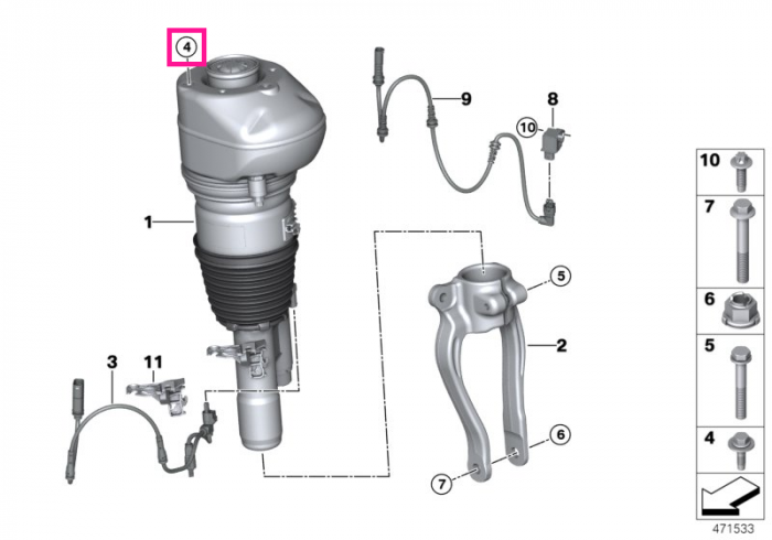 Surub hexagonal cu saiba, M8X30-10,9 ZNS3 - BMW - Mini