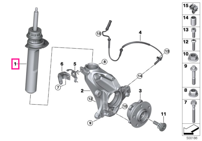 Amortizor suspensie, punte fata, stanga - BMW Seria 2 F44 Gran Coupe