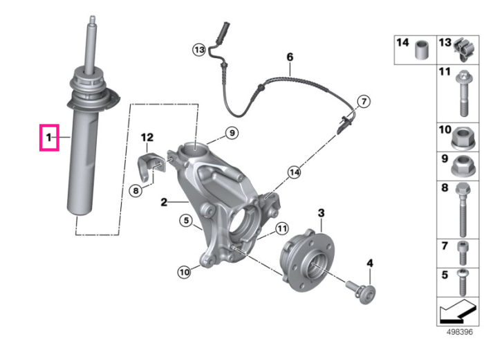 Amortizor suspensie, punte fata, stanga - BMW X1 F48