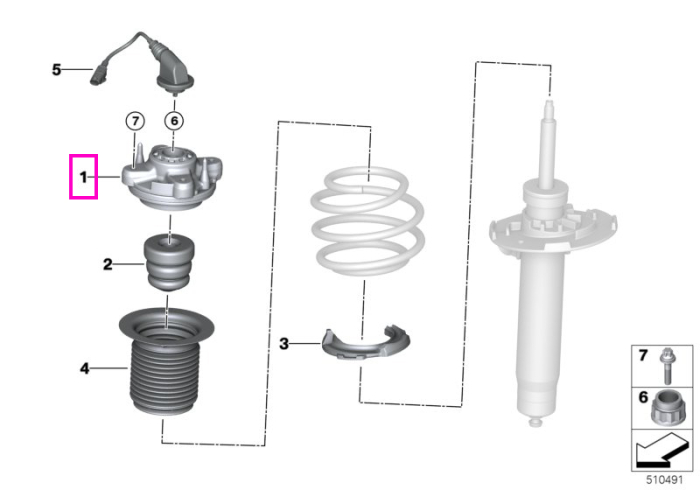 Suport amortizor, punte fata, stanga - BMW Seria 2 G87 M2, Seria 3 G80 G81 M3, Seria 4 G82 G83 M4