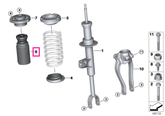 Burduf protectie amortizor, punte fata - BMW Seria 5 G30 G31