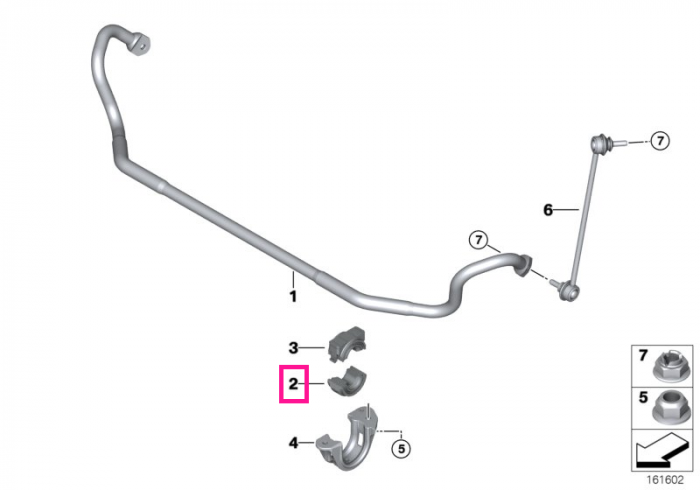 Bucsa bara stabilizatoare, sectiunea inferioara - BMW Seria 2 F87 M2, Seria 3 E93 F80 M3, Seria 4 F82 F83 M4  