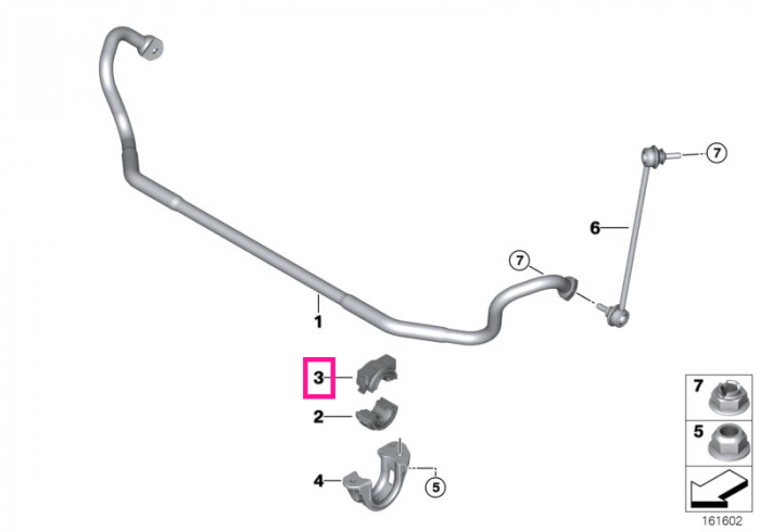  Bucsa bara stabilizatoare, sectiunea superioara - BMW Seria 2 F87 M2, Seria 3 E93 F80 M3, Seria 4 F82 F83 M4