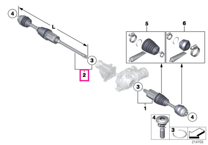 Set articulatie planetara, dreapta, L=906MM - BMW Seria 5 F10 F11 F18, Seria 6 F06 F12 F13 