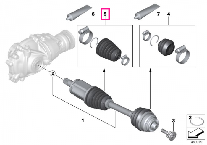 Kit reparatie burduf interior planetara, punte fata, stanga - BMW Seria 2 G42, Seria 3 G20, X3 G01 G08 G45 F97 M, X4 G02 F98 M, X5 G05 G18 F95 M, X6 G06 F96 M, X7 G07, XM G09