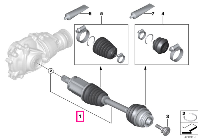 Planetara, punte fata, stanga, L=614mm - BMW Seria 6 G32 GT, Seria 7 G12