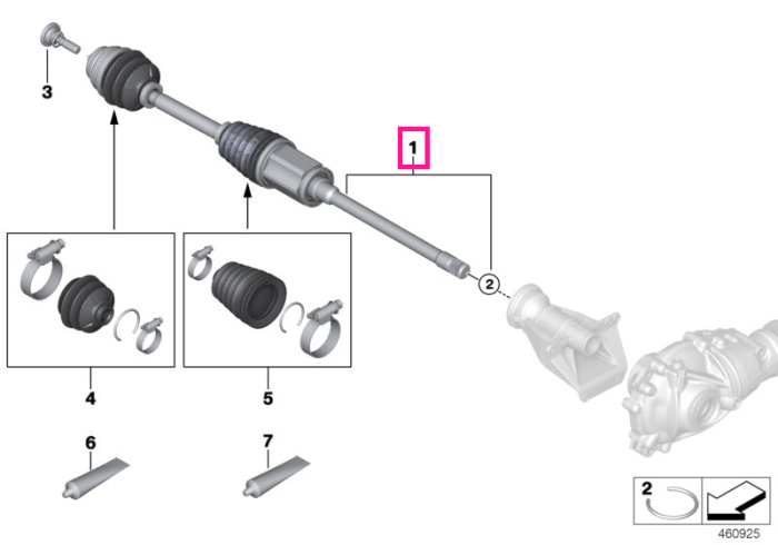  Planetara, punte fata, stanga, L=914mm - BMW Seria 6 G32 GT, Seria 7 G12	