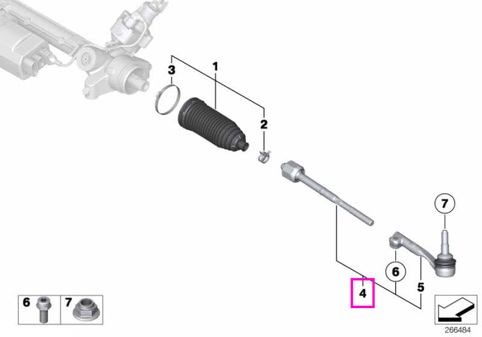 Bieleta directie, dreapta - BMW Seria 2 G42, Seria 3 G20 G21 G28, Seria 4 G22 G23 G25, i4 G26, i3L G28