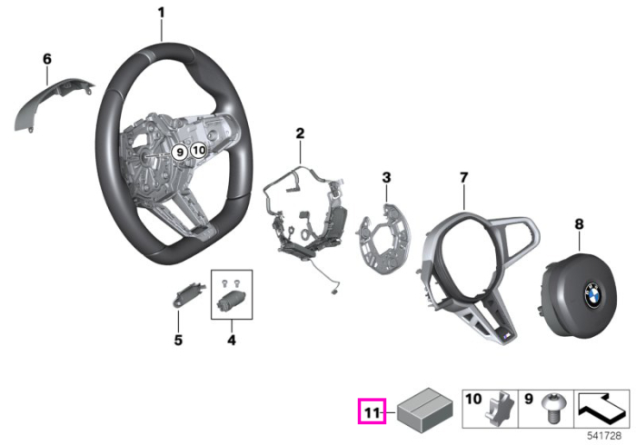 Set suruburi montaj volan M Sport - BMW Seria 2 G87 M2, Seria 3 G80 G81 M3, Seria 4 G22 G23 G26 G82 G83 M4, i4 G26