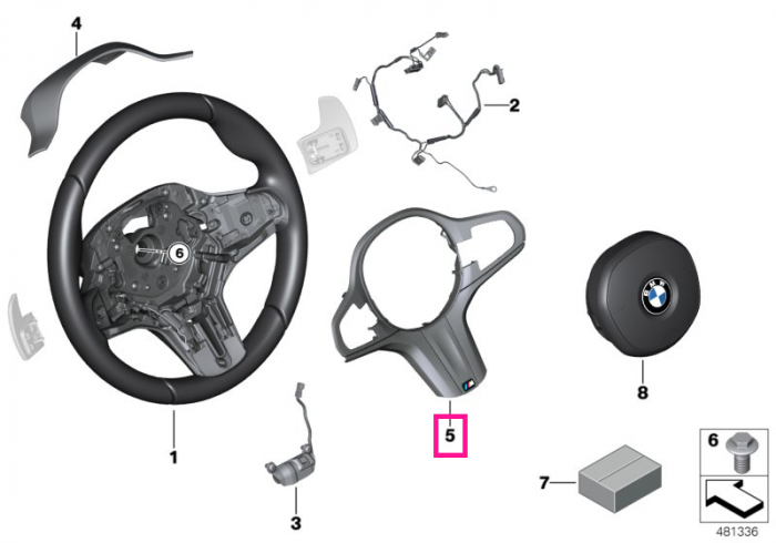 Ornament decorativ volan, M - BMW Seria 5 G30 G31, Seria 6 G32, Seria 7 G11 G12, X3 G01 G08, X4 G02