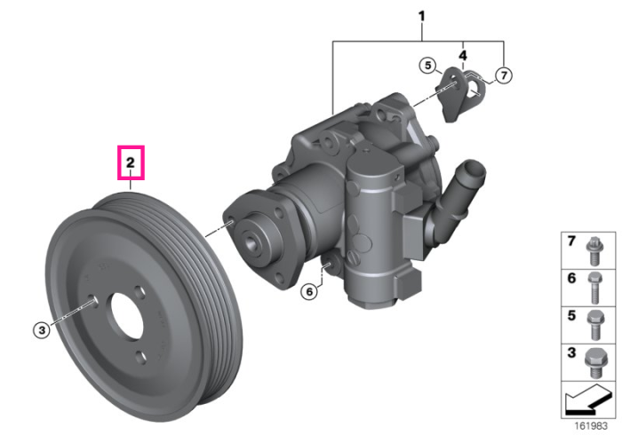 Fulie pompa servodirectie D=125mm - BMW Seria 5 E60 E61, X3 E83