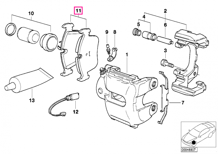 Set placute frana frana, fara azbest, punte fata - BMW Seria 3 E46, Z3 E36, Z4 E85