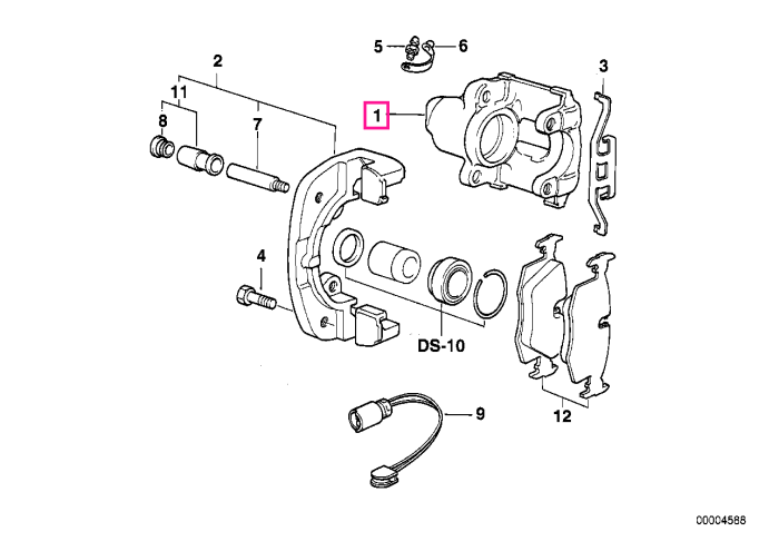  Etrier frana, punte fata, dreapta - BMW Seria 5 E39, Seria 7 E38, X3 E83, X5 E53	