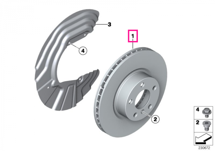 Disc frana ventilat, punte fata, stanga, 348x30 - BMW X4 F26