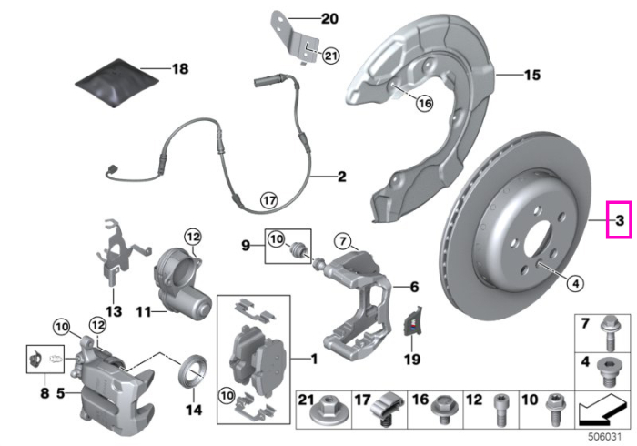 Disc frana ventilat, perforat, punte spate, dreapta - BMW Seria 2 G87M2, Seria 3 G80M3 G81M3, Seria 4 G82M4 G83M4