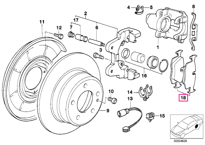 Set placute frana fara azbest, punte spate - BMW Seria 3 E36 E46, Z1 E30, Z4 E85 E86