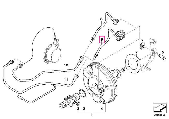 Furtun vacuum cu senzor presiune, servofrana - Mini Cabrio R57, Clubman R55, R56