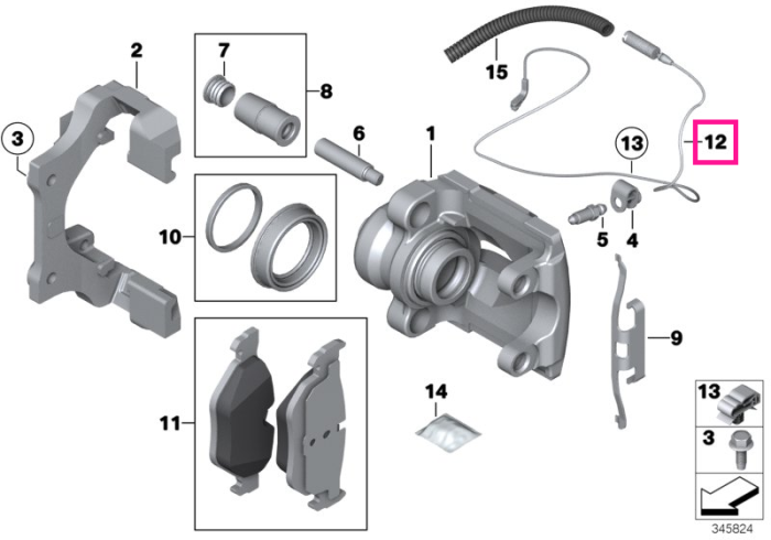 Senzor placute frana, punte spate - BMW X1 E84