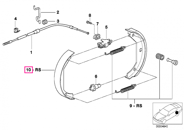 Set saboti frana de mana - BMW Seria 1 E81 E82 E87 E88, Seria 2 F87M2, Seria 3 E46, E90 E91 E92 E93 F39 F31 F34 F35 F80M3, Seria 4 F32 F33 F36 F82M4 F83M4, Seria 5 E39, X1 E84