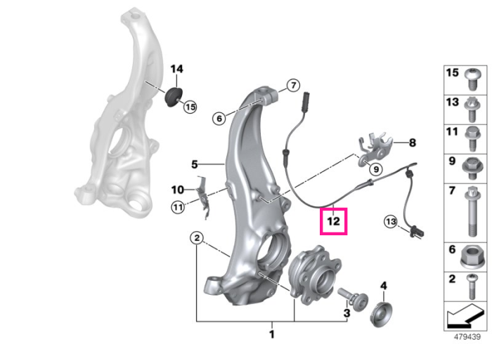 Senzor turatie roata, punte fata - BMW Seria 5 G30 G31 F90 M5, Seria 6 G32, Seria 7 G11 G12, Seria 8 G14 G15 G16 F91 F92 F93 M8