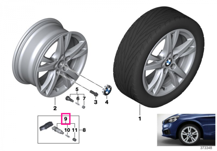 Valva anvelopa RDCi - BMW Seria 1, Seria 2, Seria 3, Seria 4, Seria 5, Seria 7, i3, i4, iX, X1, X2, X3, X5, X6, X7, XM, Z4 - Mini Aceman J05, Cooper J01, Countryman U25, F65, F66