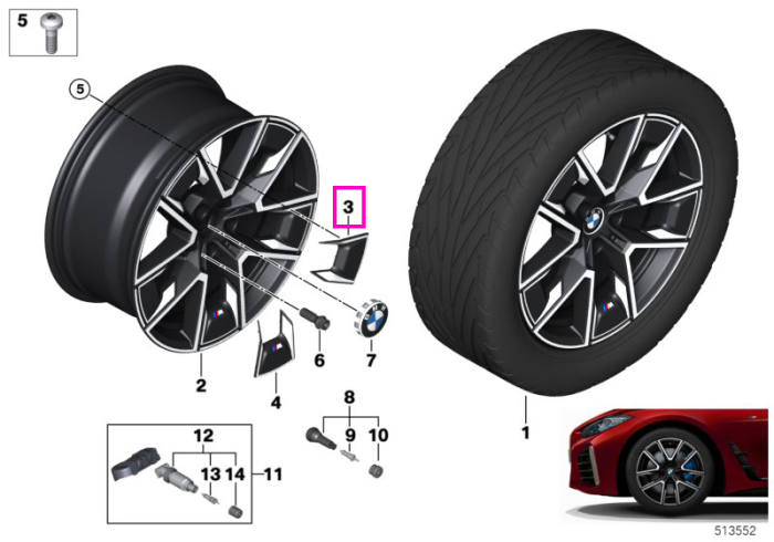 Insertie 1 janta aliaj usor BMW Aerodynamic Wheel 858M - BMW Seria 4 G26, i4 G26