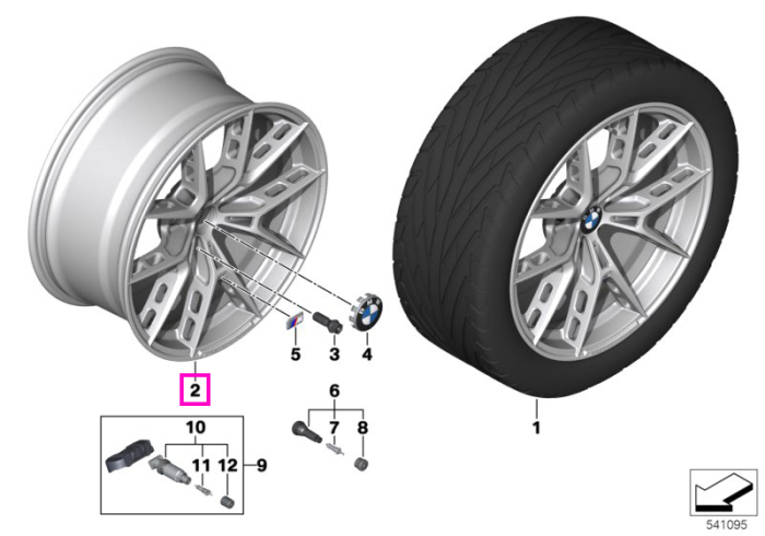 Janta aliaj usor - M Performance Y-Spoke 1063M - Argintiu (Refined Silver) - 9,5Jx20H2 ET:20 - BMW Seria 2 G87 M2, Seria 3 G80 M3 G81 M3 - Punte Fata