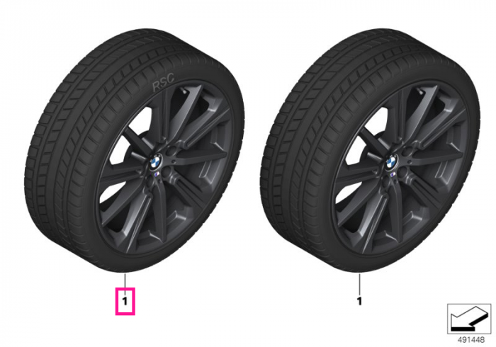 Roata completa de iarna - M Performance Star Spoke 748M - Pirelli Scorpion Winter r-f* (BMW) - 275/45R20 110V XL - TPMS / RDCi - BMW X5 G05 (pre-LCI), X6 G06 (pre-LCI)