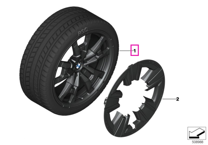 Roata completa de iarna - BMW Aerodynamic wheel 842 cu anvelopa Michelin Pilot Alpin 5 SUV ZP * (BMW) - 245/50R19 105V XL - RSC (Runflat) - BMW iX3 G08 BEV