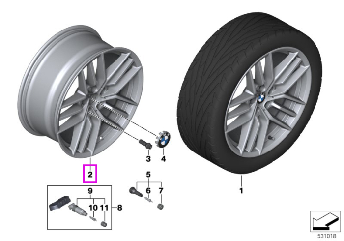  Janta aliaj usor - Triple Spoke 933 - Argintiu (Refined Silver) - 8,5Jx19 ET:29 - BMW Seria 5 G60 G68