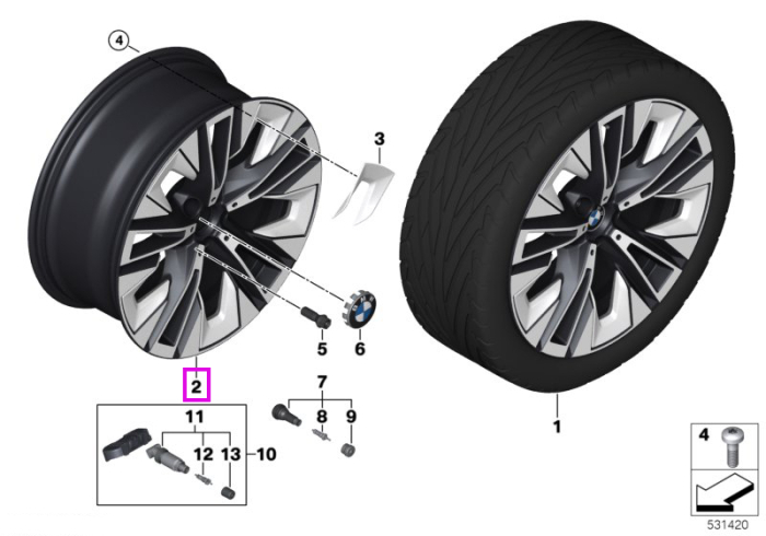  Janta aliaj usor - Aerodinamic Wheel 937 - Bicolor Bronz/Argintiu (Titan Bronze / Bright Turned) - 8,5Jx20 ET:28 - BMW Seria 5 G60 G68