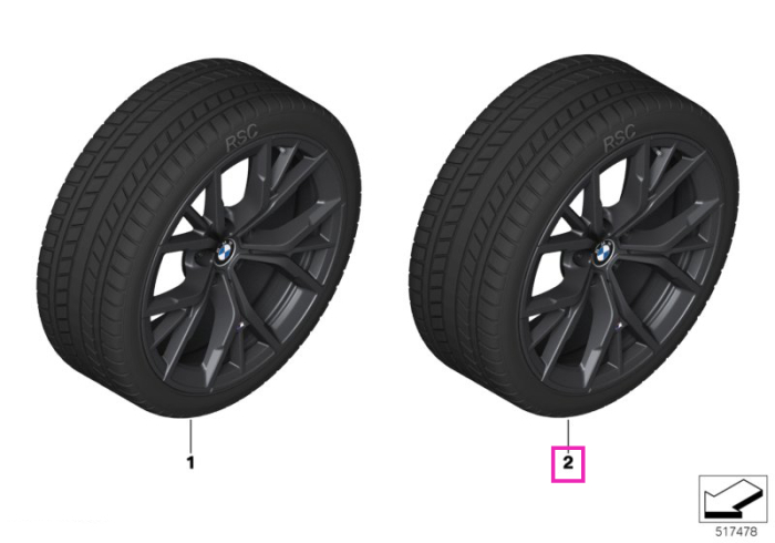 Roata completa de iarna - M Performance Y-Spoke 845M - Pirelli P-Zero Winter r-f* (BMW) - 275/35R19 100V XL - TPMS / RDCi - BMW Seria 5 G30 G31