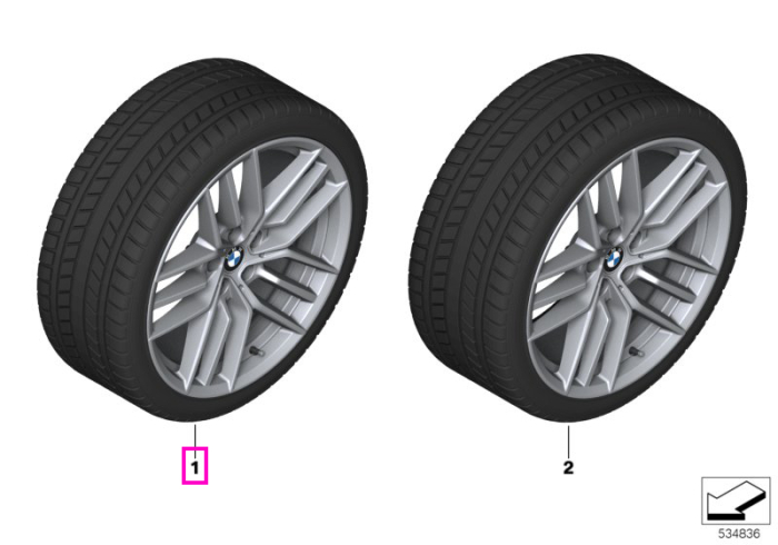 Roata completa de iarna - BMW Triplex Spoke 933 cu anvelopa Continental Winter Contact TS860S * MO (BMW) - 245/45R19 102H XL - Fara Runflat - BMW Seria 5 G60, G61​