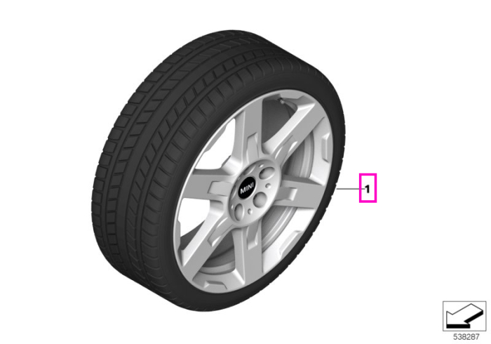 Roata completa de iarna - MINI Asteroid Spoke 944 cu anvelopa Pirelli CintuRato Winter 2 * MO (MINI) - 225/55R18 102H XL - Fara Runflat - MINI Countryman U25​