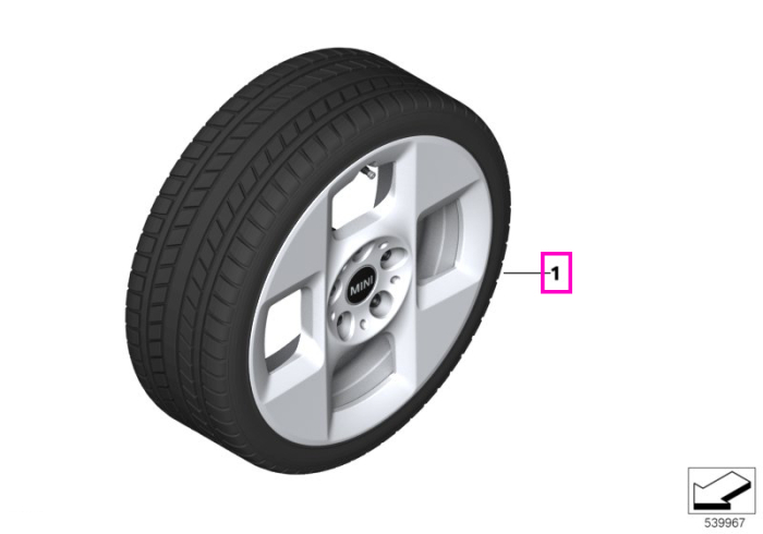 Roata completa de iarna - MINI 4 Square Spoke 955 cu anvelopa Continental Winter Contact TS860S * (MINI) - 195/55R16 91H XL - Fara Runflat - MINI Cabrio F65; MINI Cabrio F66; MINI Cabrio F67